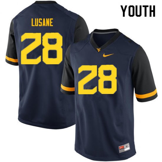 Youth West Virginia Mountaineers NCAA #28 Rashon Lusane Navy Authentic Nike Stitched College Football Jersey GS15F84XX